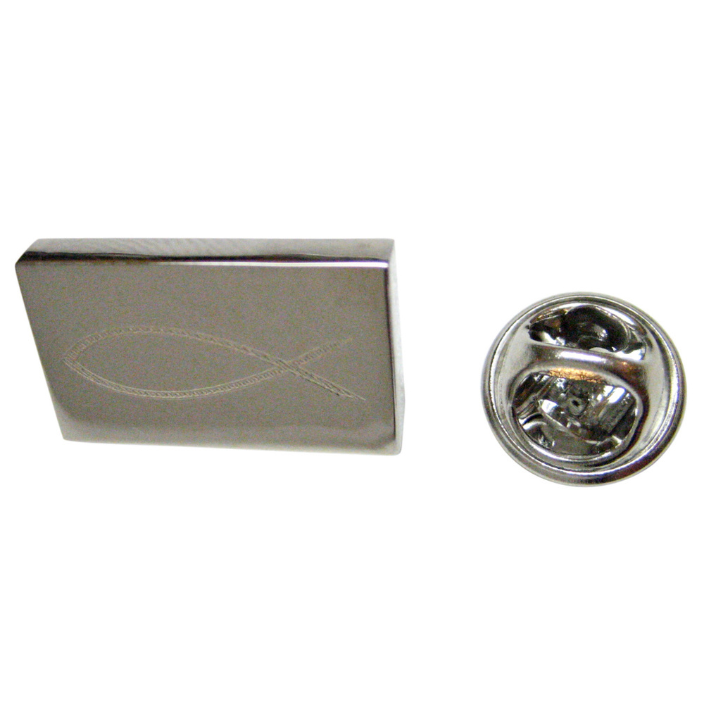 Rectangular Religious Ichthys Fish Lapel Pin - image 1
